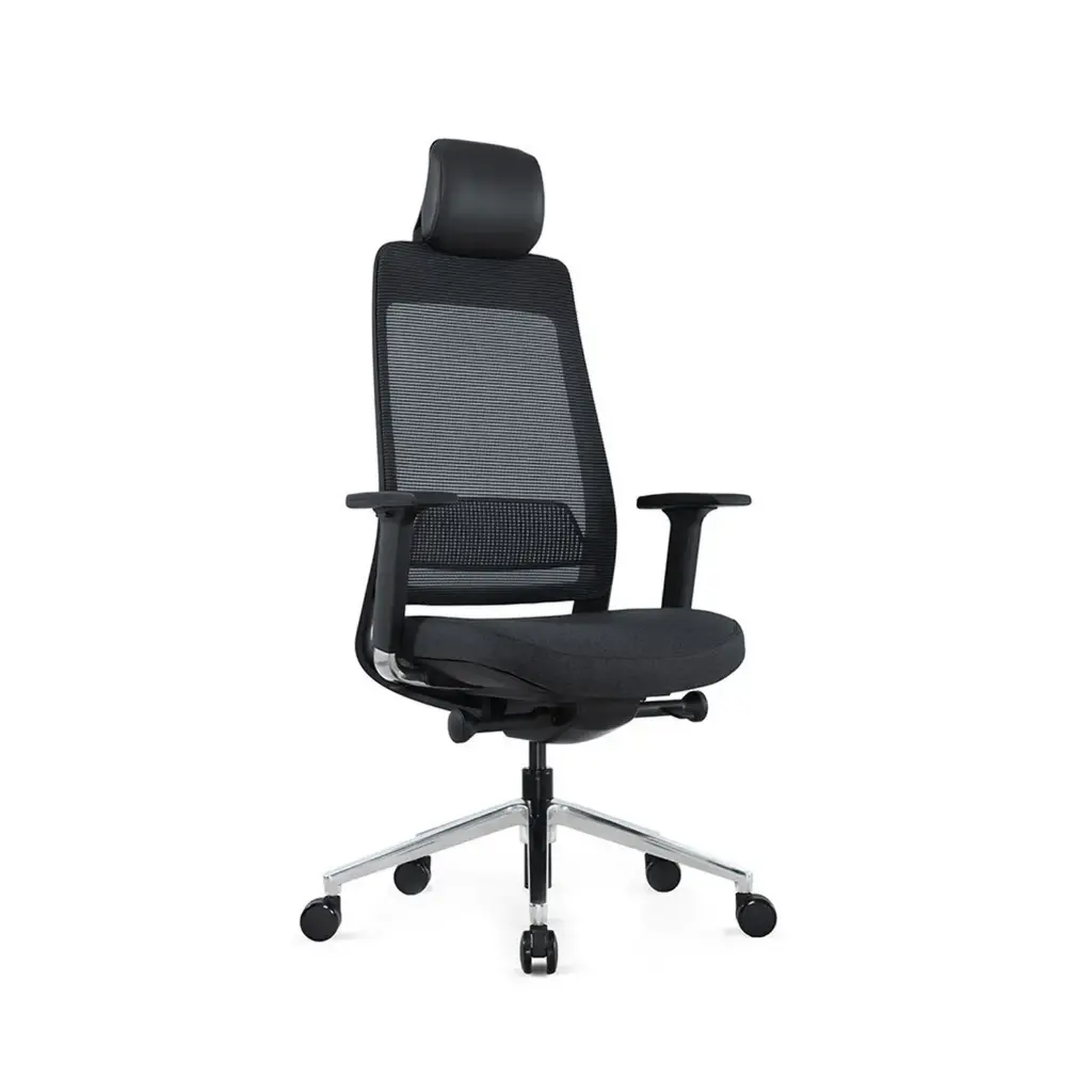 FILO A1 | Ergonomic Office Swivel Chair with Headrest (LEATHER, BLACK)
